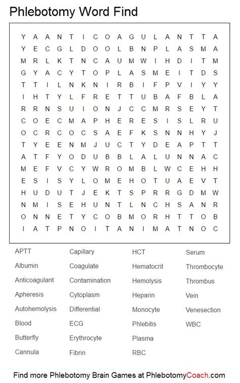 There is a free printable phlebotomy practice test to help in dealing with those styles. Phlebotomy Word Find | Phlebotomy, Phlebotomy study, Lab ...