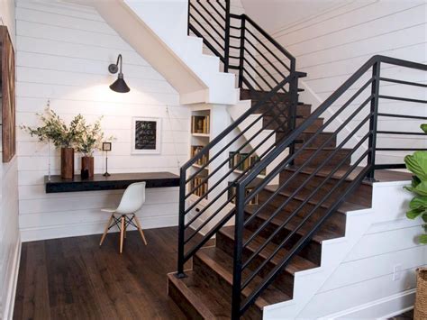 One of the characteristics of modern décor is the use of unique shapes. 80 Modern Farmhouse Staircase Decor Ideas (37) | Staircase decor, Farmhouse staircase decor ...