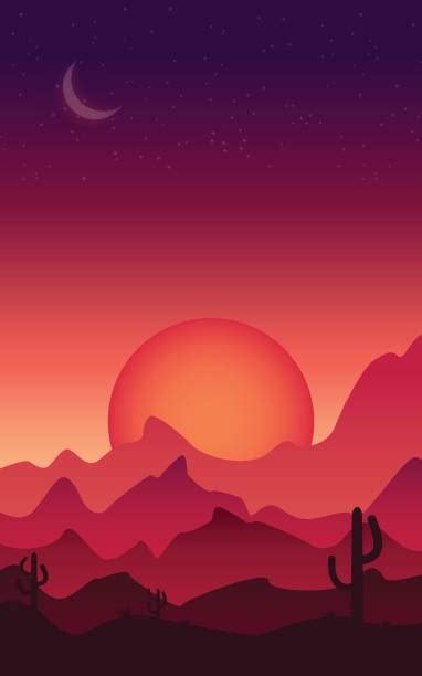 Pink And Purple Sunset Cartoons Illustrations Royalty Free Vector
