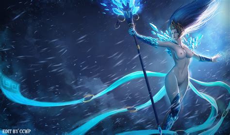 Rule 34 Blue Hair Breasts Female Frost Queen Janna Ice Armor Janna Windforce League Of Legends