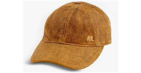 Rrl Logo Embroidered Suede Cap In Brown For Men Lyst