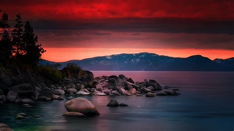 Lake Tahoe Wallpaper 4k Sand Harbor Dusk Long Exposure