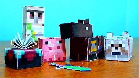 Diy Minecraft Papercraft Utility Set Horse Pig Iron Golem Wolf And