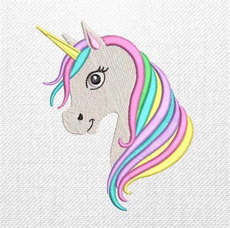 Rainbow Unicorn Machine Embroidery Design 5 Sizes Etsy