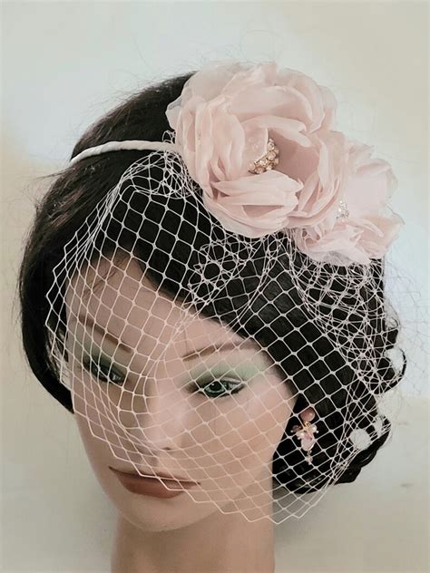 Bridal Blusher Birdcage Veil French Netting Headband Blush Etsy