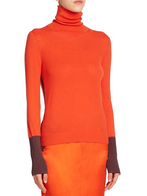 Lyst Rag And Bone Jessica Colorblock Turtleneck Sweater In Orange