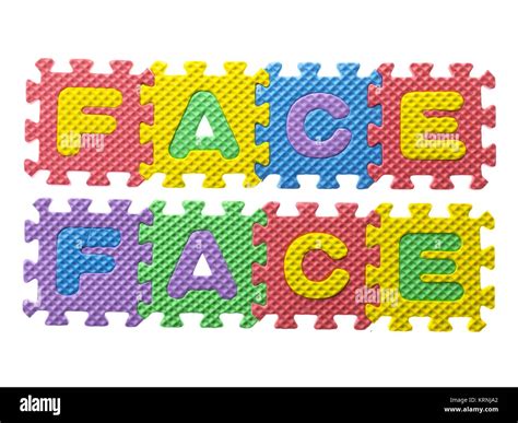 Word Face Arranged With Puzzle Letters Stock Photo Alamy