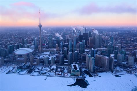 Aerial Photo Toronto Skyline During Winter