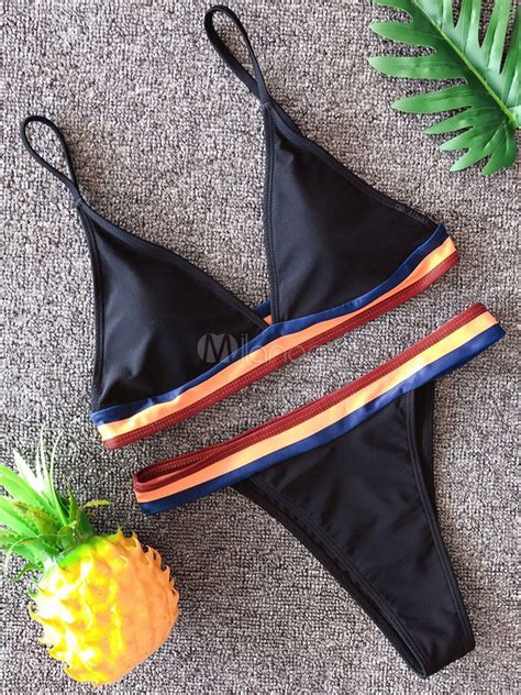 Sexy Bikini Swimwear Women Gestreifter Dreieck Bikini Badeanzug