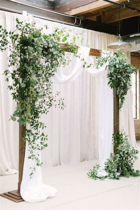 White And Greenery Wedding Arch Decoration Ideas By