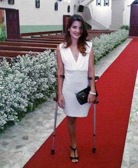 Leg Amputee Woman Crutches New