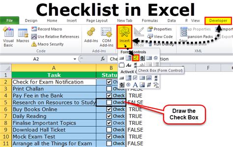 Checklist In Excel How To Create Checklist In Excel Using Checkbox Images