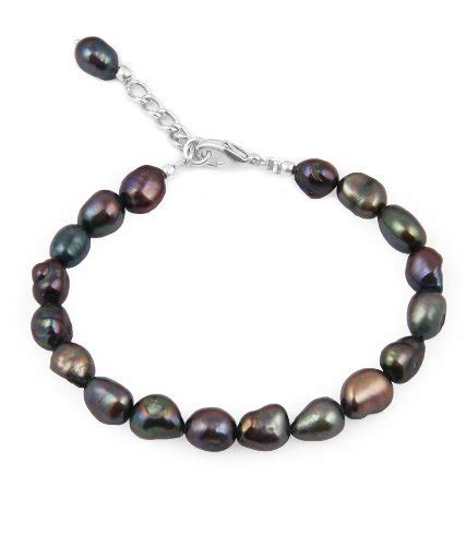 Pearlz Ocean Dyed Black Fresh Water Pearl 75 Inches Bracelet Amazon