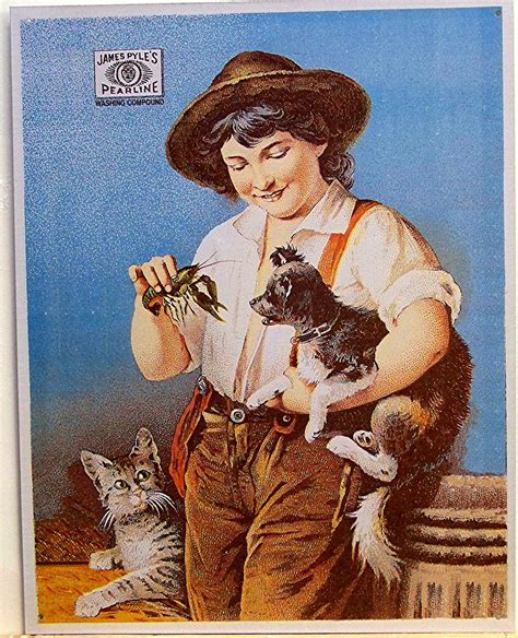 Pearline Soap Boy With Dog And Cat Vintage Metal Signs 6 Old Time Signs