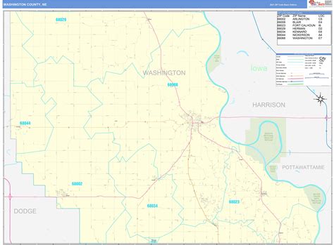 Washington County Ne Zip Code Wall Map Basic Style By Marketmaps
