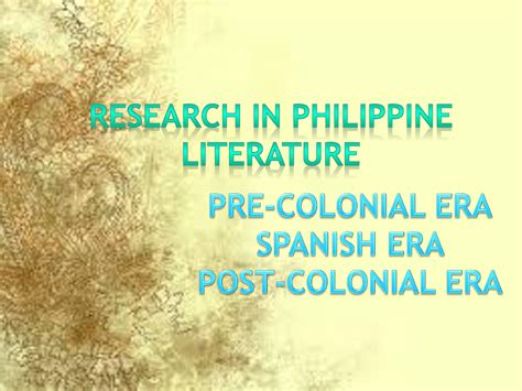 Solution Pre Colonial Era Research In Philippine Literature Studypool