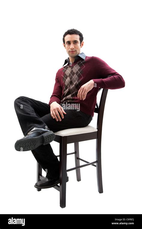 Handsome Guy Sitting On Chair Stock Photo Alamy