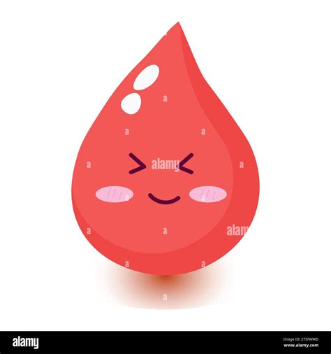 Cute Happy Smiling Blood Drop Cartoon Charactervector Flat Doodle