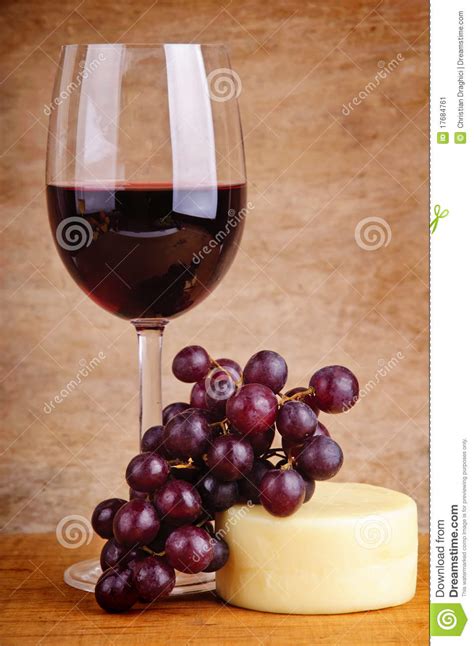 Red Wine Grapes And Cheese Stock Image Image Of