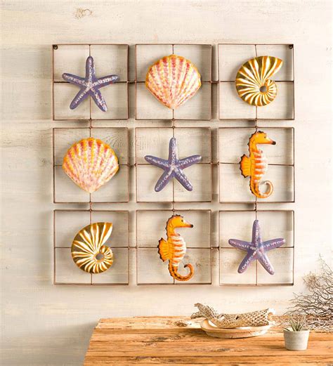 Metal Nautical Grid Style Wall Art Wind And Weather