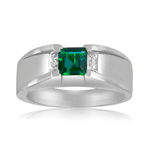 Diamonds And Emerald Ring Men S Emerald Ring In Sterling