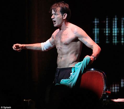 charlie sheen strips off on stage in chicago as he receives standing ovation daily mail online