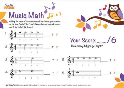 Music Math Worksheet Free Printable
