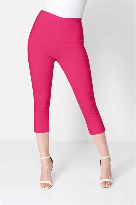 Cropped Stretch Trouser In Cerise Pink Roman Originals Uk Cerise