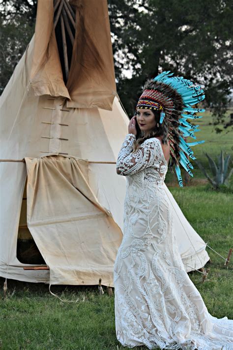 Boho Bridal Photoshoot With Native American Teepee And Headdress Bridal Photoshoot Boho