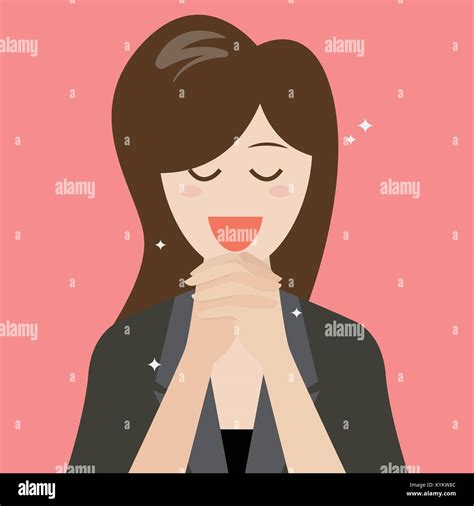 Girl Praying With Folded Hands Stock Vector Images Alamy
