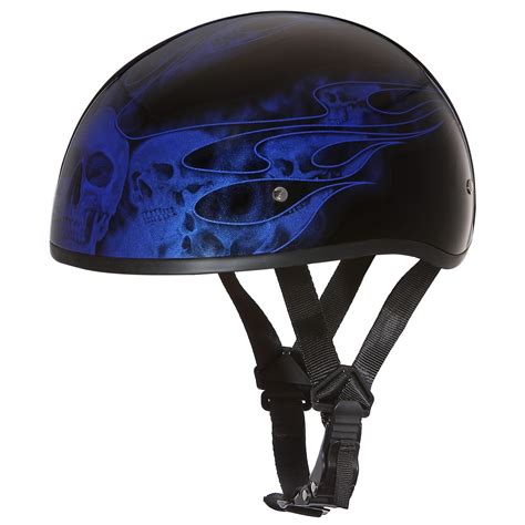 Daytona Skull D6 Sfb W Skull Flames Blue Motorcycle Helmet