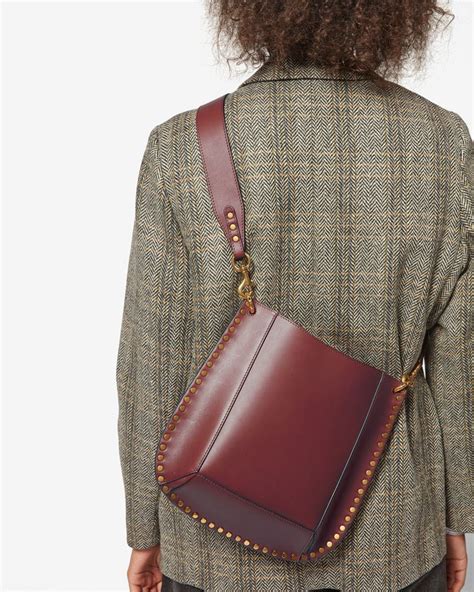 Womens Oskan Leather Shoulder Bag In Burgundy Isabel Marant Us