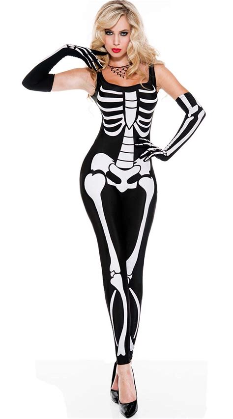 Womens Sexy Skeleton Jumpsuit Costume N11077