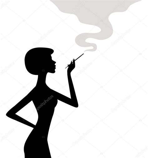 Vector Mujer Fumando Silueta De Mujer Fumando — Vector De Stock © El4anes 103008690