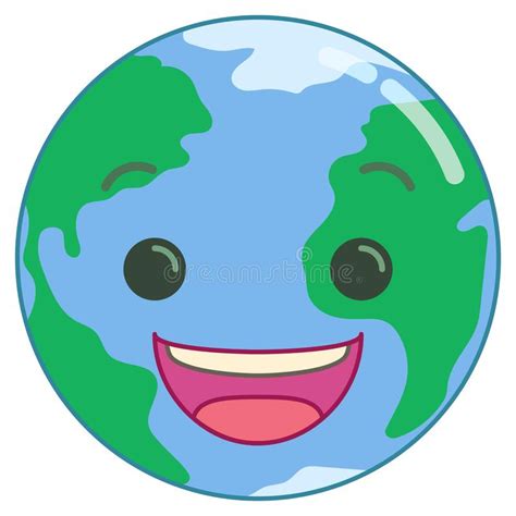 Happy Smiling Cartoon Earth Clean Stylized Vector Image Of A Peaceful