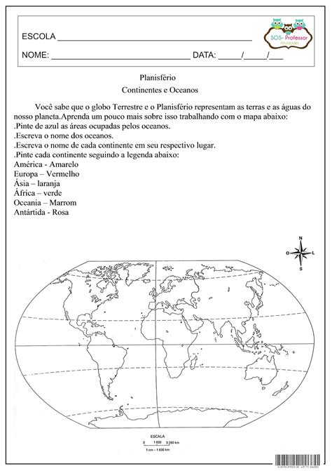 Geografia Atividades De Geografia Continentes E Oceanos Geografia