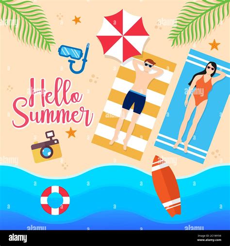Summer Holiday On The Beach Vector Illustration Summer Vacation Vector Flat Design Illustration