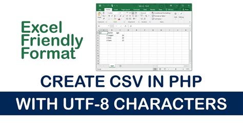 Create Csv In Php With Utf Characters In Excel Readable Format Youtube
