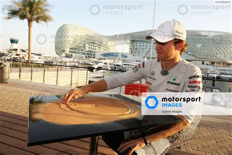 Nico Rosberg Ger Mercedes Gp Gets Creative With Sand Formula One