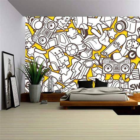 Wall26 Vector Graffiti Seamless Pattern With Urban Etsy Removable