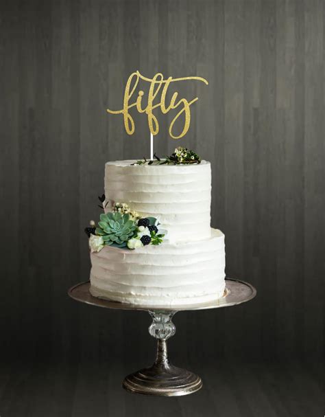 Fifty Birthday Or Anniversary Glitter Cake Topper Cake Topper Cake
