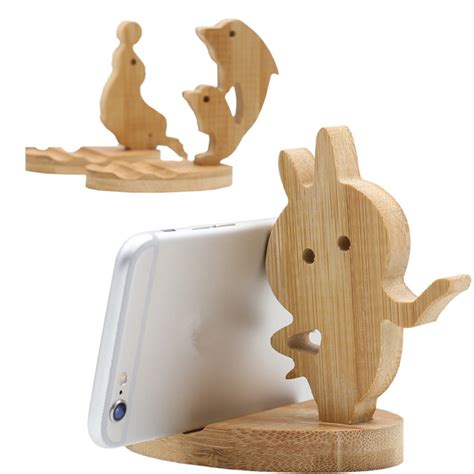Universal Wooden Mobile Phone Stand Holder Slim Cellphone
