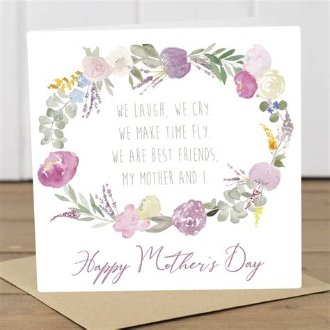 best of friends mothers day quote wreath card by yellowstone art boutique mothers day verses