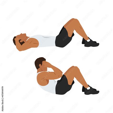 Man Doing Sit Ups Exercise Abdominals Exercise Flat Vector