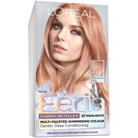 L Oreal Paris Feria Permanent Hair Color Rose Gold Medium Iridescent Blonde Walmart Com