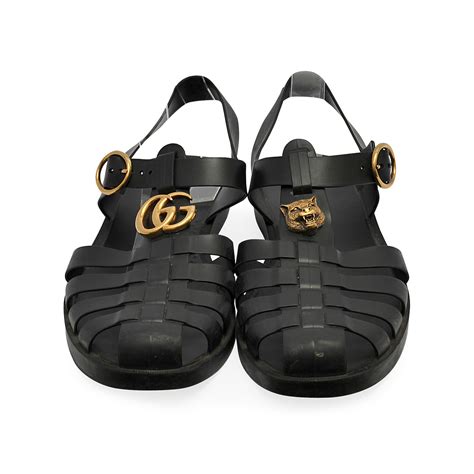 Gucci Rubber Buckle Strap Sandals Black S 43 9 Luxity