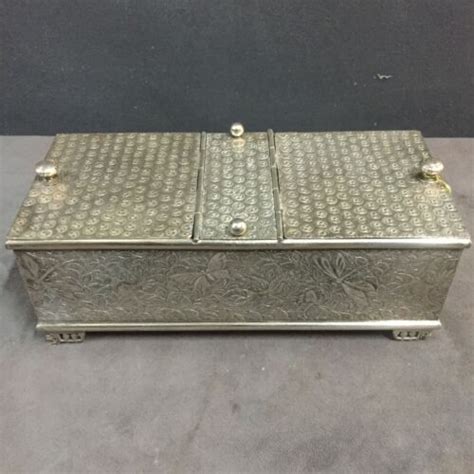 Antique Meriden Quadruple Silver Plate Humidor Box Case Ebay