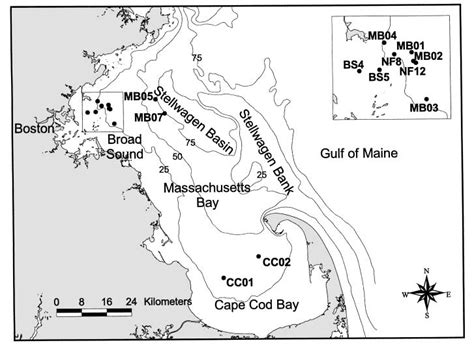 Map Of Massachusetts Bay And Cape Cod Bay Region Where Benthic Studies