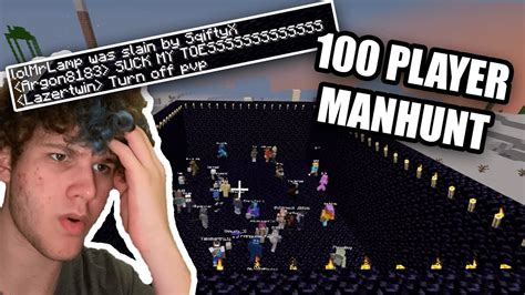 100 Player Minecraft Manhunt Youtube