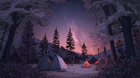 Camping In The Forest Wallpaper K HD ID